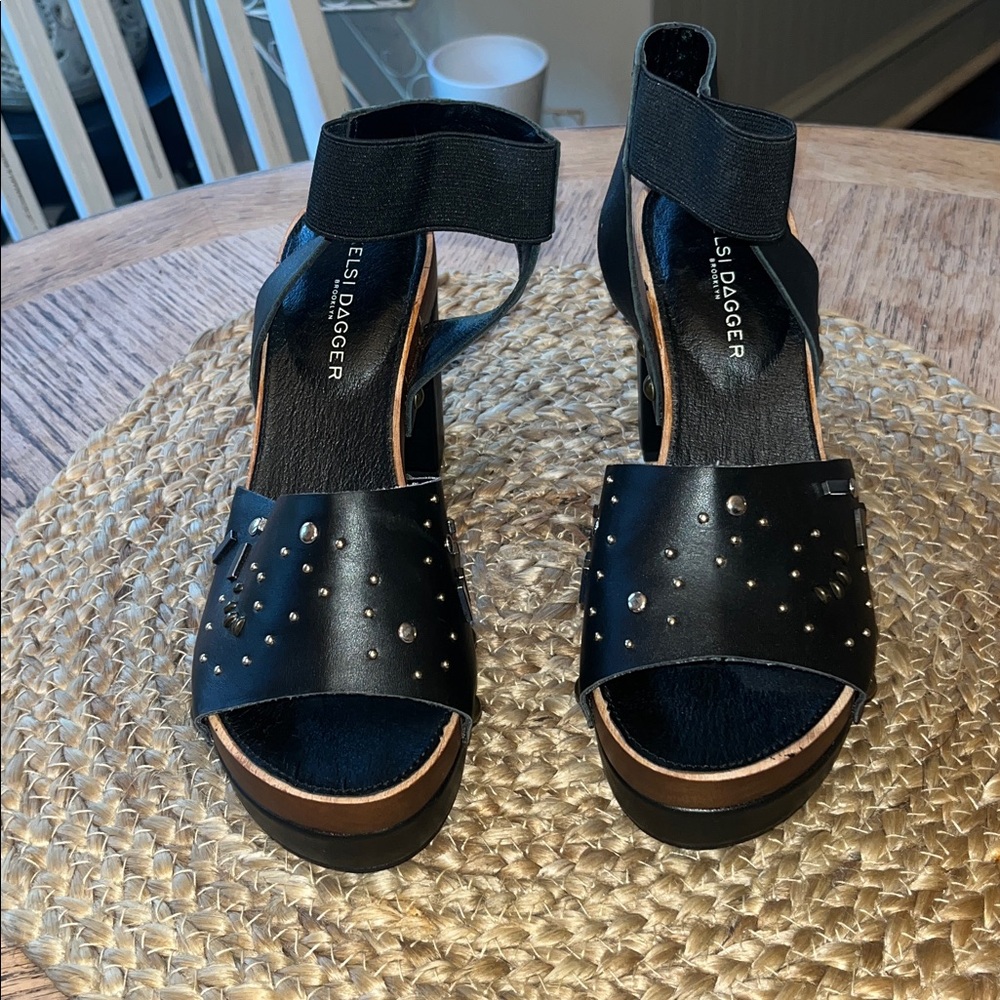 Kelsi Dagger Brooklyn Friday Black Leather Platform sandal size 6 - Picture 6 of 9